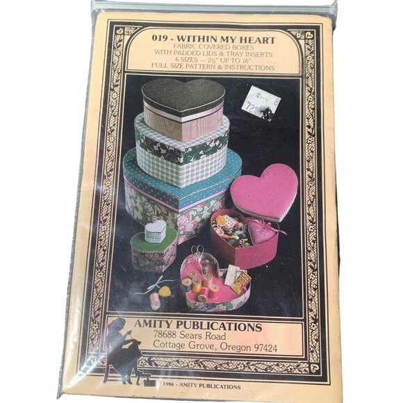 019 - Within My Heart Fabric Covered Boxes Sewing Pattern - Picture 1 of 4